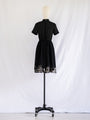 Vintage Black Polyester Polka Dot Midi Dress