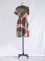 Vintage Brown Geometric Print Half Sleeved Midi Dress