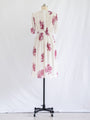 Vintage V-neck Red Rose Print Chiffon Midi Dress