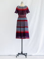 Vintage Colorful Stripe Print Chiffon Midi Dress