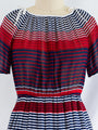 Vintage Colorful Stripe Print Chiffon Midi Dress