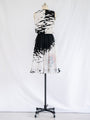 Vintage Chiffon White and Black V-neck Sleeveless Midi Dress