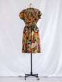 Vintage Leaf Print Flared Cotton Midi Dress