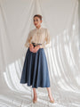 Vintage Cotton Navy Blue Maxi Skirt