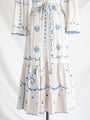 Re-design Upcycled Blue Floral Embroidered Maxi Dress