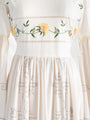 Re-design Upcycled Sunflower Embroidered Beige Border Maxi Dress
