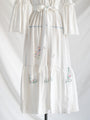 Re-design Upcycled White Colorful Cross-stitch Maxi Dress