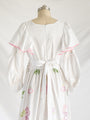 Re-design Upcycled Cotton Rose Cloth Patch Embroidery Maxi Dress
