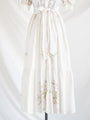 Re-design Upcycled Ruffle Cuff Sleeved White Maxi Dress