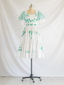 Re-design Upcycled Green Ruffled Cuff Sleeved Midi Dress