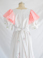 Re-design Upcycled Square Neck Peach Ruffles White Maxi Dress