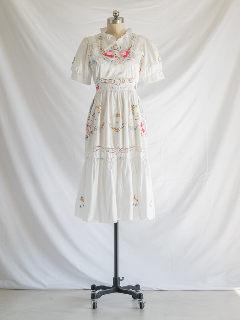 Re-design Upcycled Lotus Patchwork Floral Midi Dress