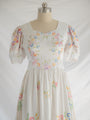 Re-design Upcycled Daisy Sweetheart Neck White Maxi Dress