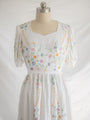Re-design Upcycled Daisy Floral Embroidery Cotton Maxi Dress
