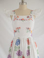 Re-design Upcycled Pansy Embroidered Colorful Midi Dress