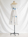 Re-design Upcycled Blue Rose Embroidery Midi Dress