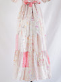 Re-design Upcycled Flap Collared Pink and White Maxi Dress