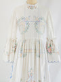 Re-design Upcycled Cross-stitch Embroidery White Maxi Dress