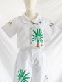 Re-top and Trousers Embroidered Palm Tree Landscape Set