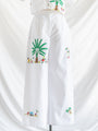 Re-top and Trousers Embroidered Palm Tree Landscape Set