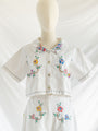 Re-top and Trousers Colorful Cross-stitch Floral Embroidery Set