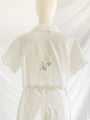 Re-top and Trousers 1979 Floral Embroidery White Crop Set