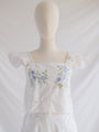 Re-design Upcycled Blue Rose Embroidered Top Set