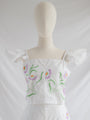 Re-design Upcycled Purple Daisy Embroidered Crop Top Set