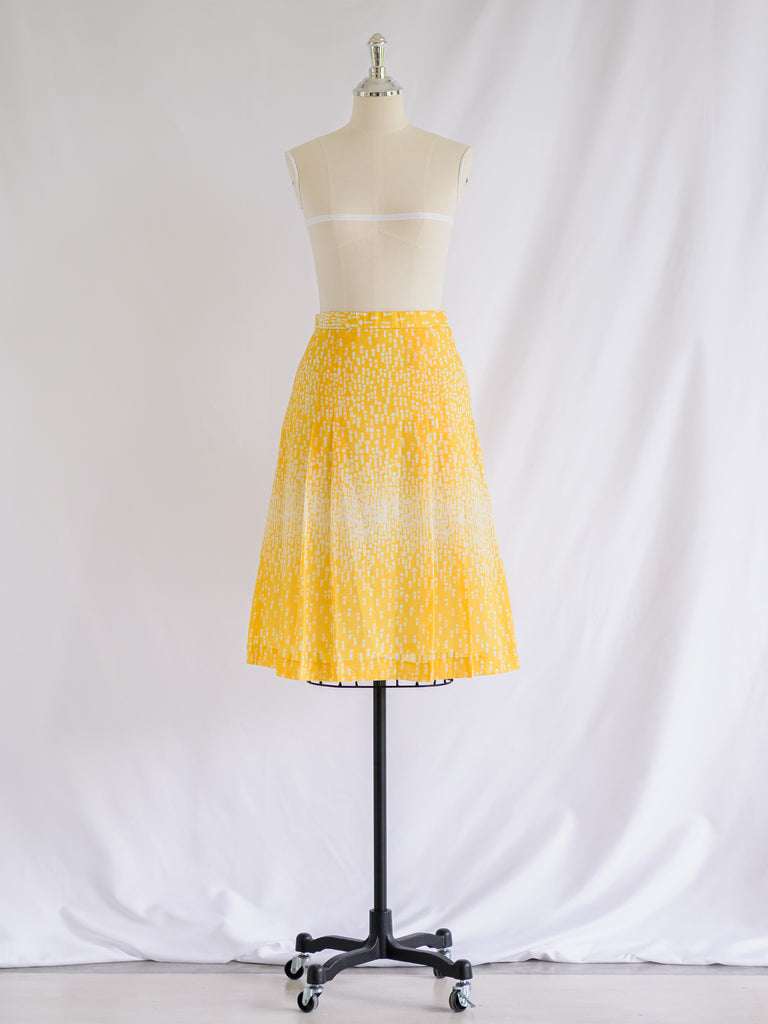 Vintage Cotton Yellow Flared Skirt