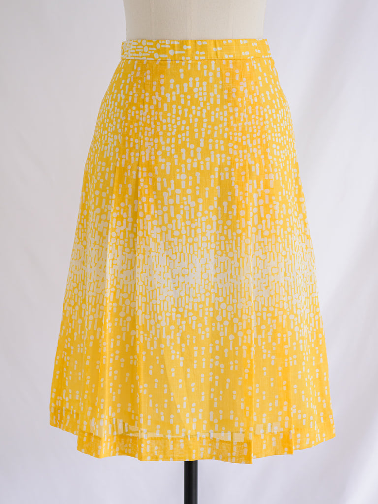 Vintage Cotton Yellow Flared Skirt