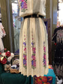 Mannequin wearing a floral dress with a blurred store interior background