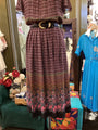 Patterned skirt with top in a store setting