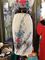 Authentic Vintage Cream Floral Chiffon Dress – V-Neck Ruffled One of a Kind