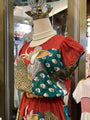 Vintage Puff Sleeve Red Unique Print Dress