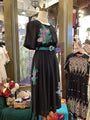 Vintage Black Pleated Dress – Short Sleeve Butterfly Print