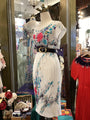 Authentic Vintage Cream Floral Chiffon Dress – V-Neck Ruffled One of a Kind