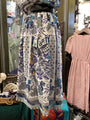 Vintage Peacock Print Dress – V-Neck Cap Sleeve