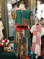 Vintage Puff Sleeve Red Unique Print Dress