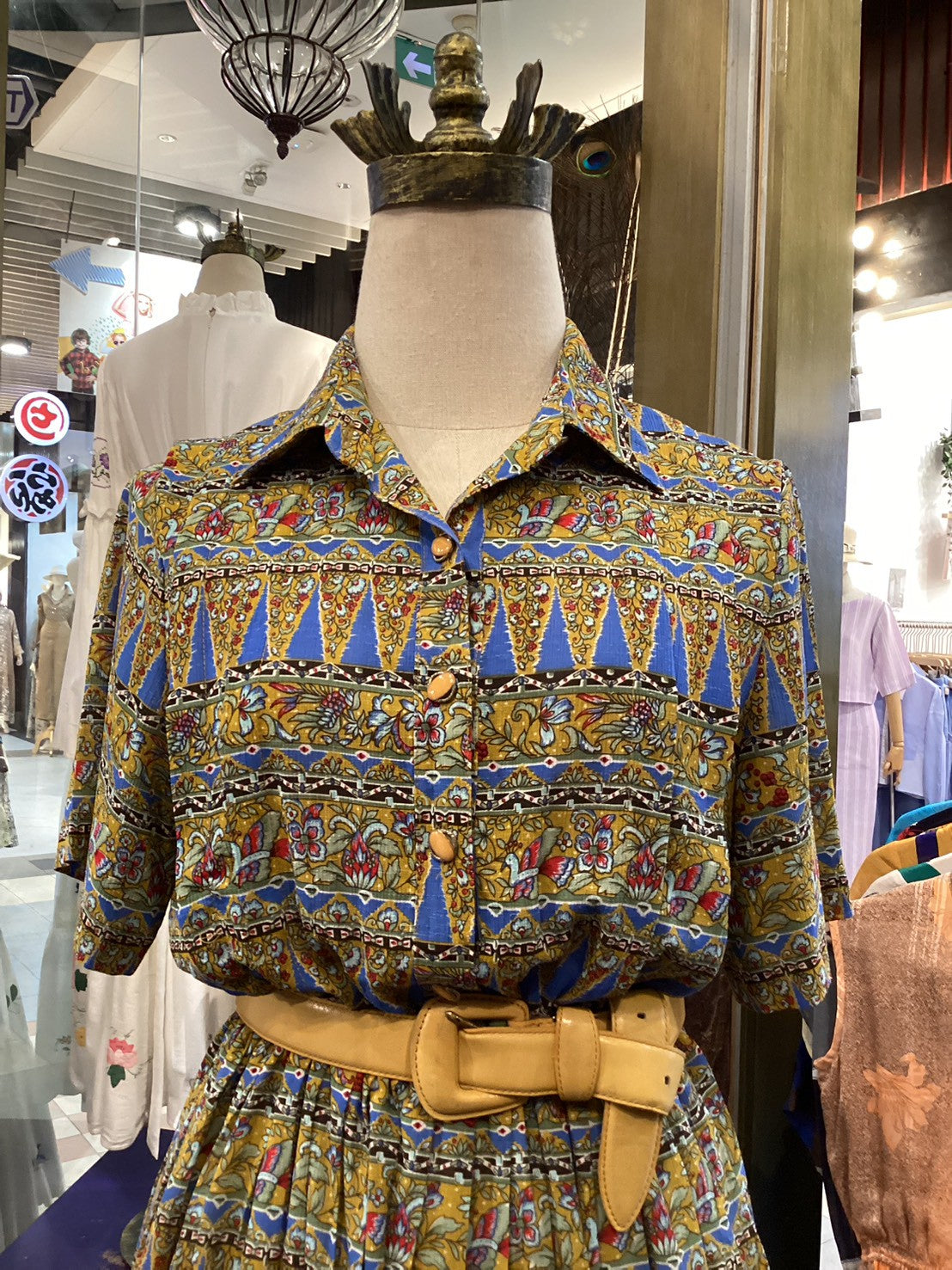 Yellow Shirt Button Front Short Sleeve Vintage Dress