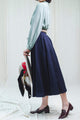 Vintage Flared Rich Navy Blue Cotton Skirt