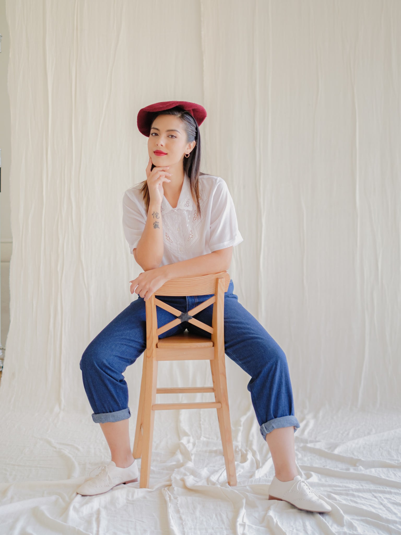 White embroidered vintage blouse
