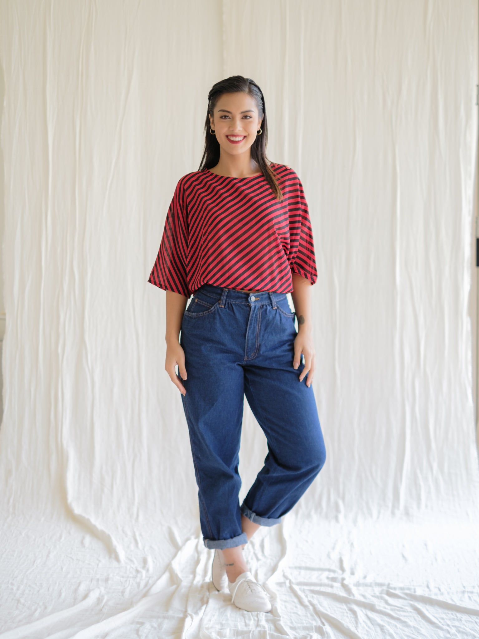 Red striped vintage blouse