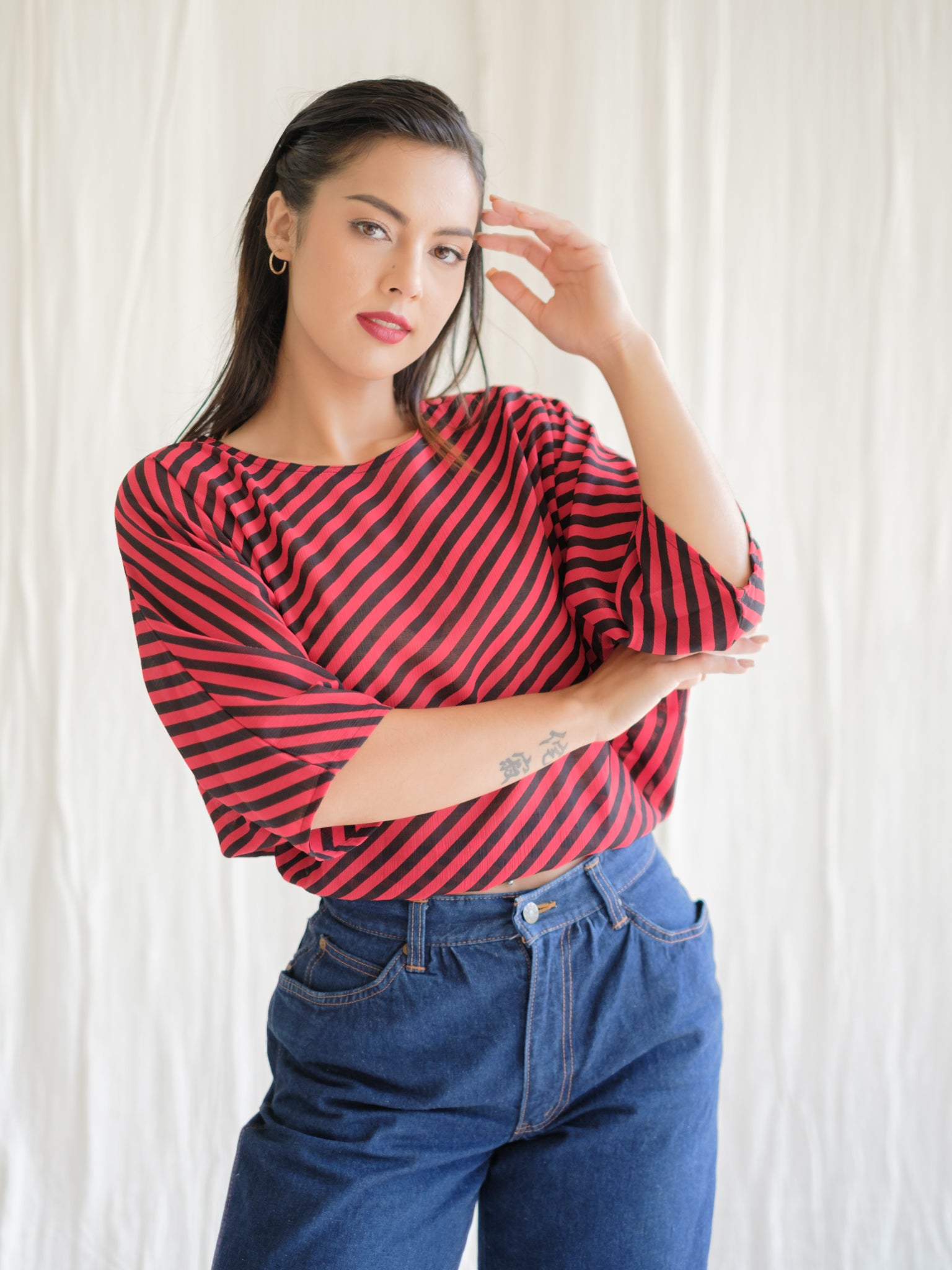 Red striped vintage blouse