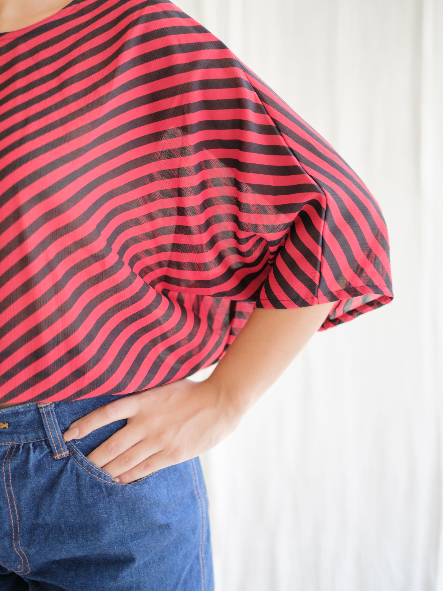 Red striped vintage blouse
