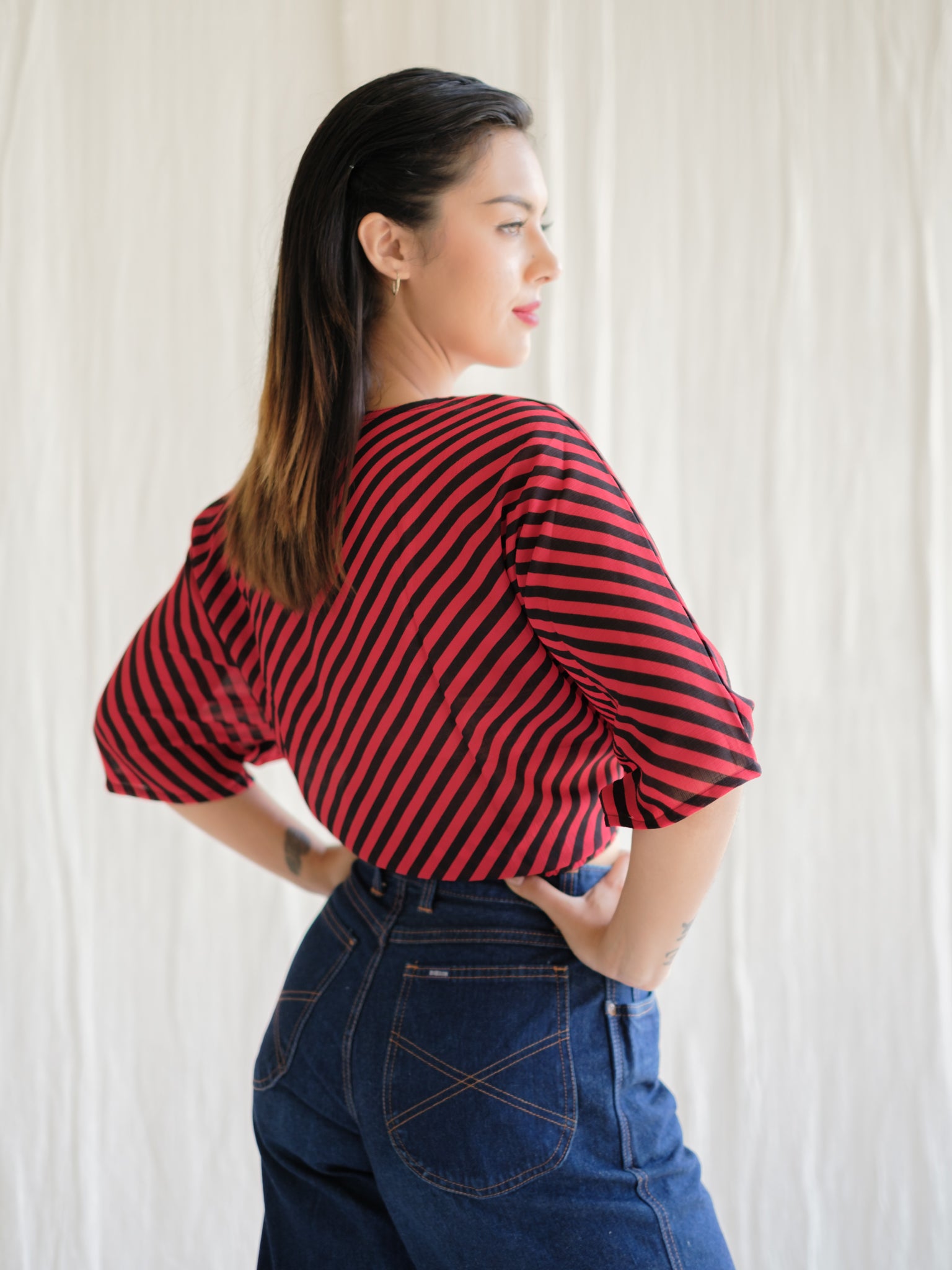 Red striped vintage blouse