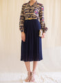 Deep blue pleated chiffon vintage skirt