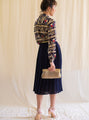 Deep blue pleated chiffon vintage skirt