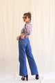 High waisted wide leg flare blue jeans