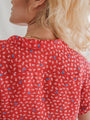 Red chiffon vintage floral blouse
