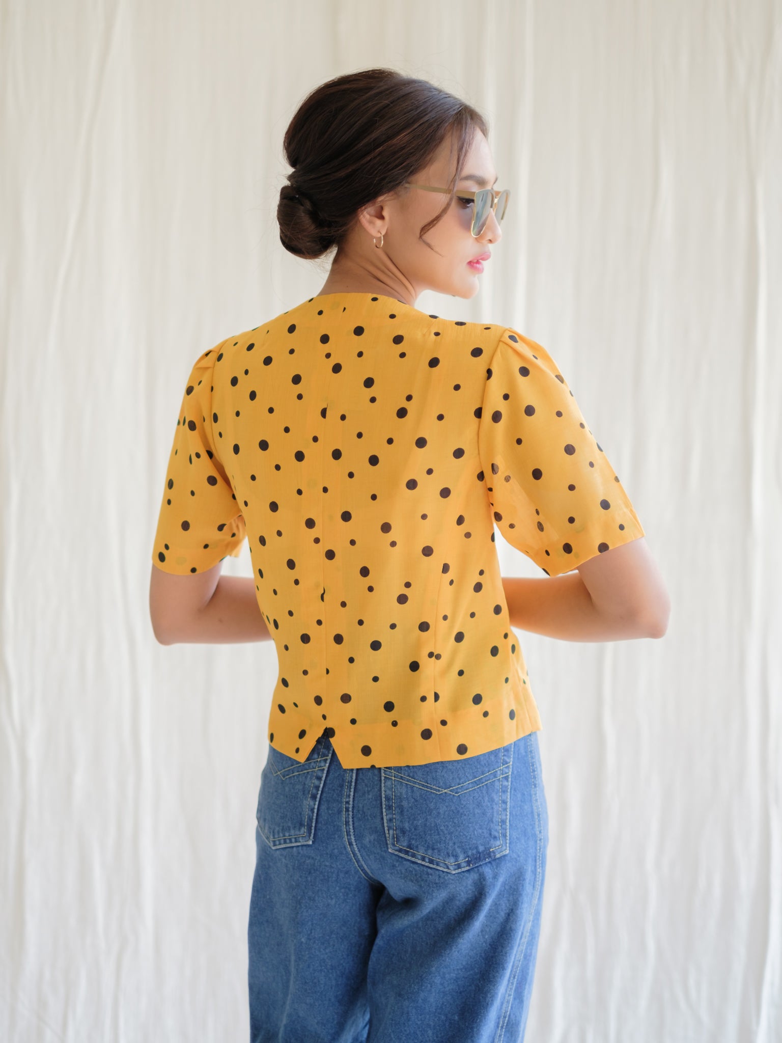 Yellow polka dot vintage blouse
